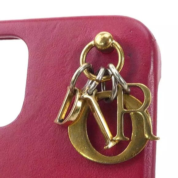 Auth Christian Dior Smartphone Case Cover Red Leather/Goldtone - 55881g - Picture 7 of 10